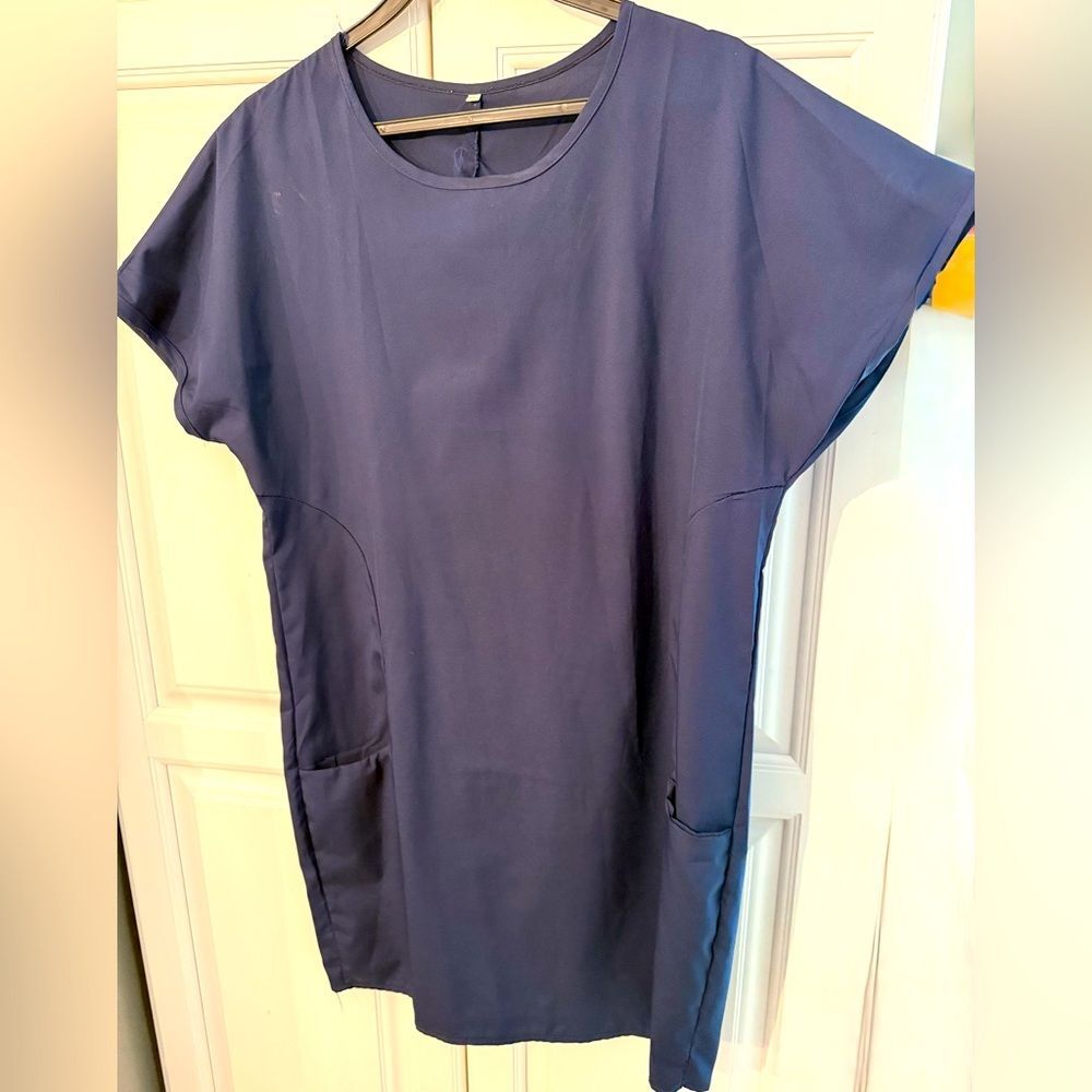 Basic Navy Tunic Dress with 2 side pockets design  6